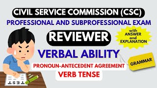 CSC PROF AND SUBPROF REVIEWER VERBAL ABILITY Pronoun Antecedent Agreement and Verb Tense [upl. by Dagna985]