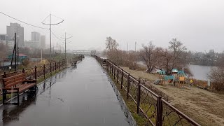 Snowfall and Rain Embankment Walk in Kurgan Russia [upl. by Vevine]