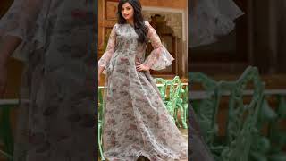 Organza frock suit designlatest organza printed frock suit design 2024organzafrockdesignerfrock [upl. by Nuahs]