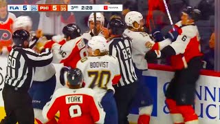 Travis Sanheim Sam Bennett Joel Farabee Gustav Forsling Tkachuk Fight  Flyers vs Panthers [upl. by Ariaes129]