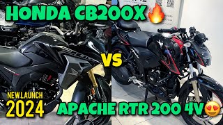 New Launch 2024 HONDA CB200X vs TVS APACHE RTR 200 4V🔥Know Which is Better😍Complete information [upl. by Matland]