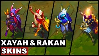 All Xayah and Rakan Skins Final Update New Champions 2017 League of Legends [upl. by Stephine]