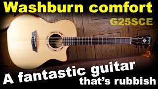 Washburn comfort G25SCE guitar a proper review  electroacoustic comfort guitar demo [upl. by Katushka837]