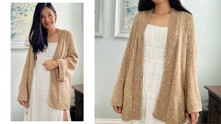 Knitted Cardigan  How to Knit a Simple Cardigan  Free Knitting Pattern [upl. by Kilam]