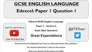 GCSE English Language  Edexcel Paper 1 Section A Question 1 Great Expectations [upl. by Ruon]