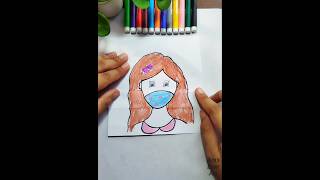 Cute girl with mask paper craft surprise drawing ArasEasyArt shorts diy art [upl. by Eelannej857]