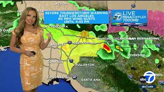 SPRING THUNDERSTORMS Severe thunderstorm warning issued for parts of Los Angeles County [upl. by Werdn632]