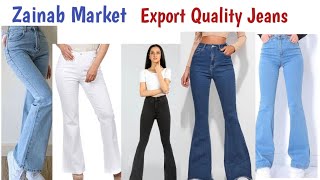 Zainab Marker Bell Bottom Jeans export quality in Pakistan  zainab market online [upl. by Fredrika]