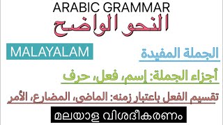 ARABIC GRAMMAR النحو الواضح  Malayalam الجملة المفيدة أجزاء الجملة أقسام الجملة Jaseens Guide [upl. by Oppen]