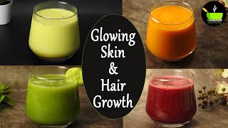 4 Healthy Juices For Glowing Skin amp Hair Growth  Drink for Healthy Hair Skin amp Nails Morning Juice [upl. by Zilvia]