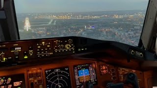 Golden Hour Glory  Boeing 777300ER Cockpit View Landing at Dusk Boeing777Cockpit EveningLanding [upl. by Rexer]