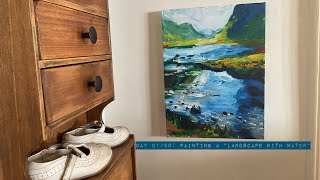 Day 2130 Painting An Impressionist Landscape acrylicpainting landscape [upl. by Cadman]