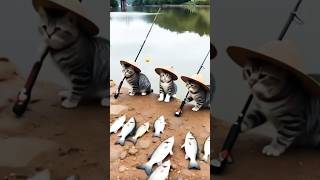 cats catching fish shrots ytshort cats [upl. by Attesor342]