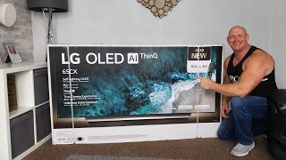 2020 65” LG CX OLED unboxingwall mounting amp demo [upl. by Kesley237]