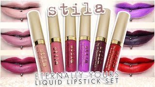 Review amp Swatches STILA Eternally Yours Liquid Lipstick Set  Stay All Day  Dupes [upl. by Llenrahs]