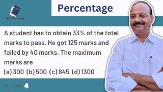 A student has to obtain 33 of the total marks to pass He got 125 marks and failed by 40 marks [upl. by Kannav]