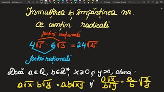 Inmultirea si impartirea nr cu radicali cls a 7 a ExercitiiInvata Matematica UsorMeditatii Online [upl. by Eimareg]