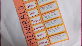 Minerals chart Science project on minerals source function deficiency diseases science chart [upl. by Kaile]