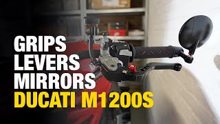 New Levers Grips amp Mirrors Ducati Monster 1200S  Rizoma Progrips Evotech [upl. by Yborian]