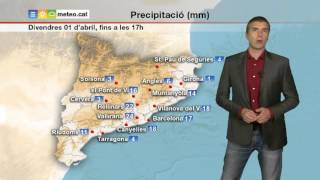 Predicció per a dissabte 02042016 plugims al nordest [upl. by Eniladam]