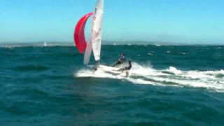 420 sailing reach with spinnaker 35 knots [upl. by Aleydis]