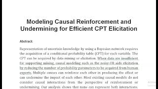 Modeling Causal Reinforcement and Undermining for Efficient CPT Elicitation [upl. by Leizo]