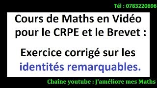 Identités remarquables  Jaméliore mes Maths [upl. by Akinahc]