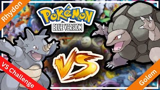 Epic Pokemon Blue Battle Rhydon Vs Golem [upl. by Eybba]