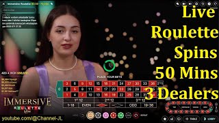 Live Roulette Spins 50 Mins 3 Dealers Immersive Roulette [upl. by Akemit]