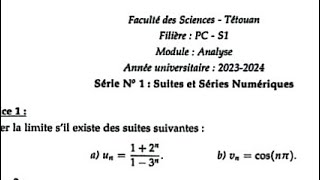 TD N°1 analyse 1 exercice 4 S1 TD ibn tofail  SMPC SMIA ENSA MIPC MI [upl. by Finstad]