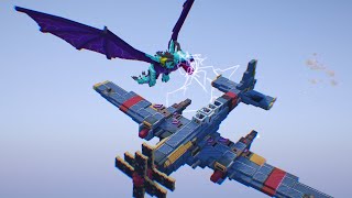 Using a plane with six cannons to slay dragons in minecraft [upl. by Ahsimak]