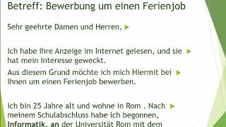 Bewerbung um einen Ferienjob  schriftliche Prüfung B2 Telc [upl. by Allebara]