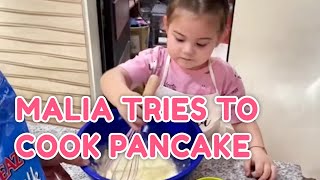 MALIA COOKS PANCAKES  PokLee Cooking [upl. by Laith]