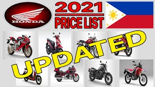 HONDA MOTORCYCLE PRICE LIST IN PHILIPPINES 2021 UPDATED [upl. by Aimit]