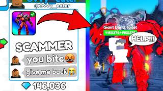 🤣 I SCAMMED a SCAMMER and got DRILLDRAGON and GEMS 💀 ENDLESS and TRADES  Toilet Tower Defense [upl. by Benedix475]