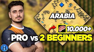 Pro Player vs 2 Beginners Starting with 10000 Food EACH  AoE2 [upl. by Neo415]