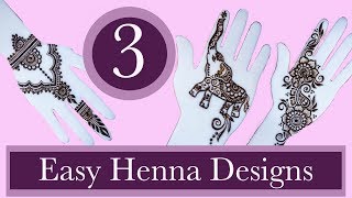 3 Easy Henna Designs For Beginners  Realtime Stepbystep [upl. by Redford]