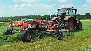 2017 Kubota M135GX3 Diesel Tractor With Vicon Andex 804 Twin Rota Rake [upl. by Kane]