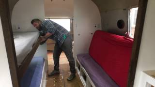 Airstream Renovation Progres Update Custom Bunk Beds That Turn Into Couches [upl. by Nylave]