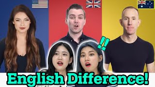 Koreans React to American vs British vs Australian English [upl. by Ogren]