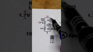 Schematic Red LED 100 Ohms Sets PNP BJT 10mA Current Source 5V Supply electronics howto diy [upl. by Rawdin]