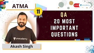 ATMA 2021  20 Most Important Questions and topics for Quants QA  ATMA Exam Preparation [upl. by Burner]