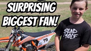 Surprising One Of My Biggest Fans Dirt Bike Birthday PARTY [upl. by Retsim]