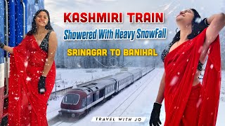 Kashmir Valley Train Journey  Srinagar to Banihal Train in snowfall ❄️ peak winter  Travel with Jo [upl. by Kylah997]