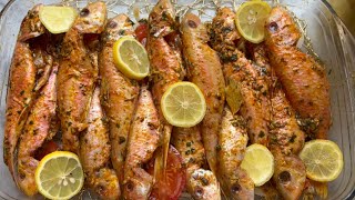 Recette de poisson le rougets au four avec une superbe marinade  سمك الروجي في الفرن بتتبيلة لذيذة [upl. by Rosalba433]