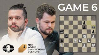 FIDE World Chess Championship Game 6  Carlsen vs Nepo [upl. by Akiwak265]