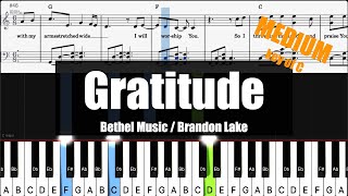 🎹Bethel Music  Brandon Lake  Gratitude Key of C  Sheet  Lyrics  Chords Piano Medium Tutorial🎹 [upl. by Nala560]