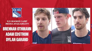 NYR Rookie Camp Brennan Othmann Adam Edstrom and Dylan Garand Media Availability  Sept 11 2024 [upl. by Thecla512]