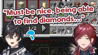 Eng Sub Axia keeps finding diamonds while Lauren sulks in Minecraft NijisanjiTHRONEZ [upl. by Hsetih]