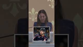 Johnny Gaudreaus wife Meredith announces she is pregnant at his funeral [upl. by Nyer691]